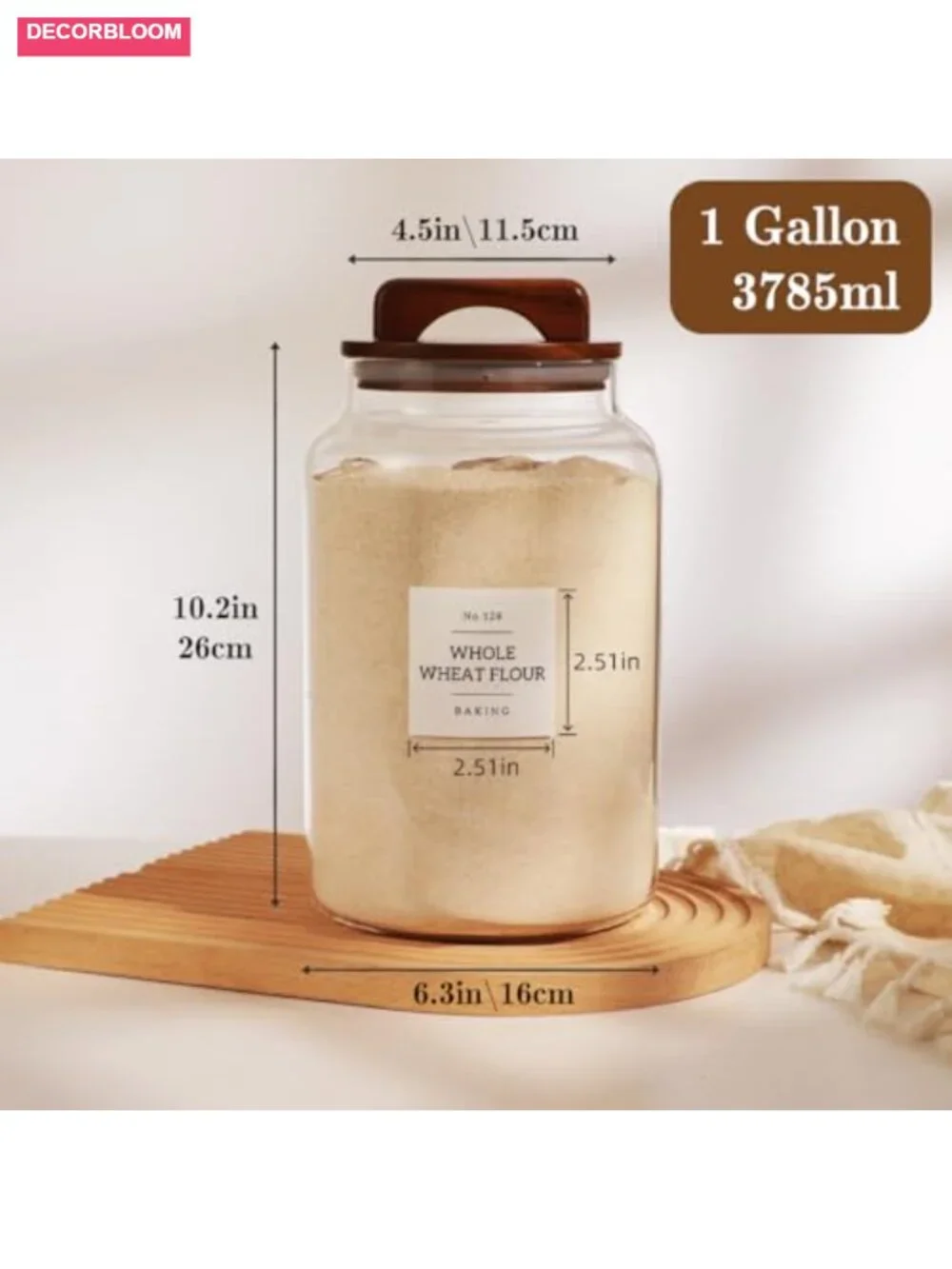 2 Pack Large Glass Flour and Sugar Containers with Bamboo Lids